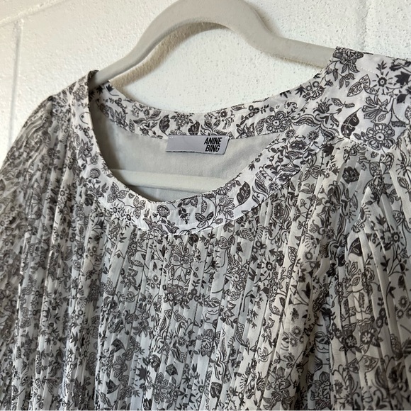 ANINE BING Women's XS Black and White Floral Mini Dress - Picture 6 of 8